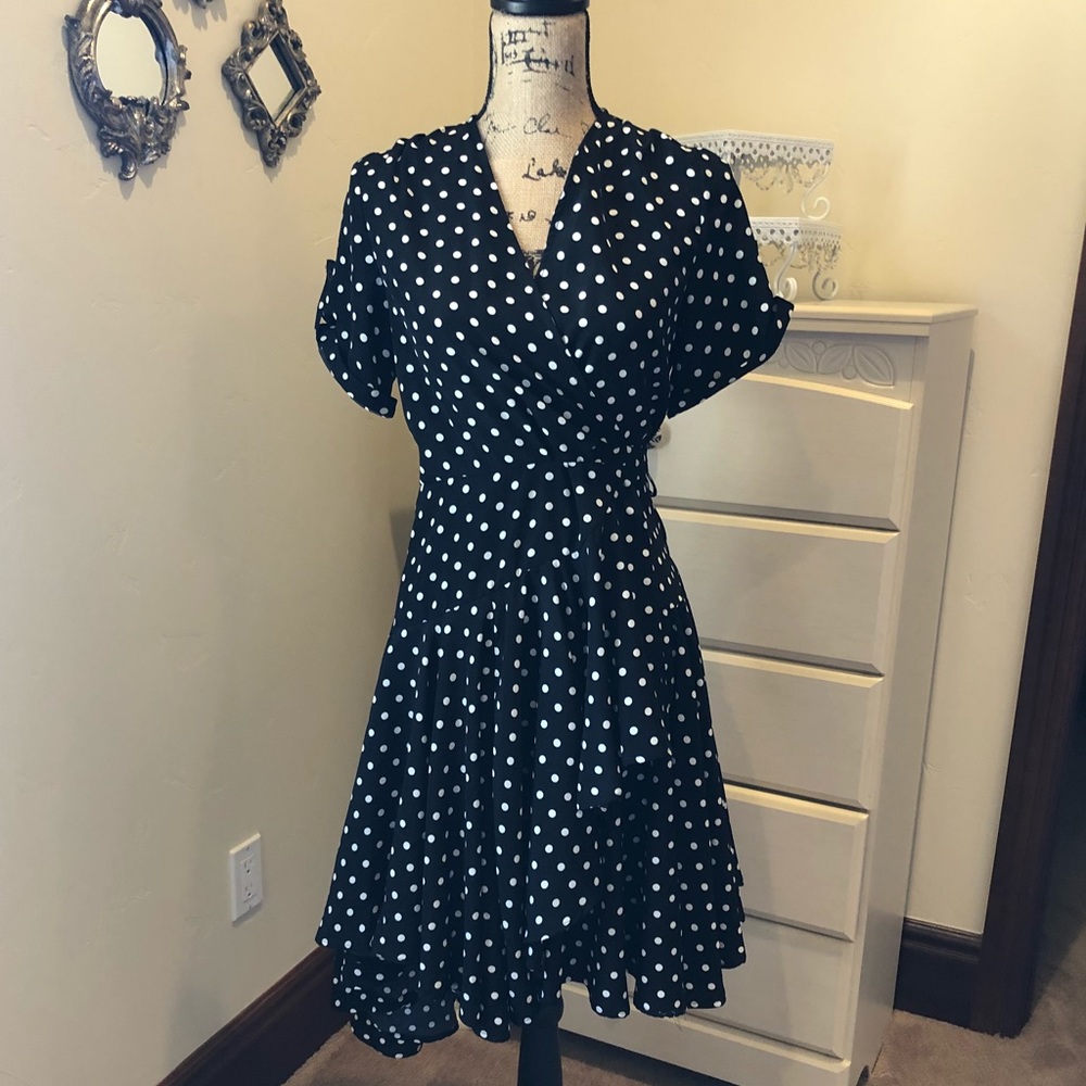 Polkadot wrap around dress